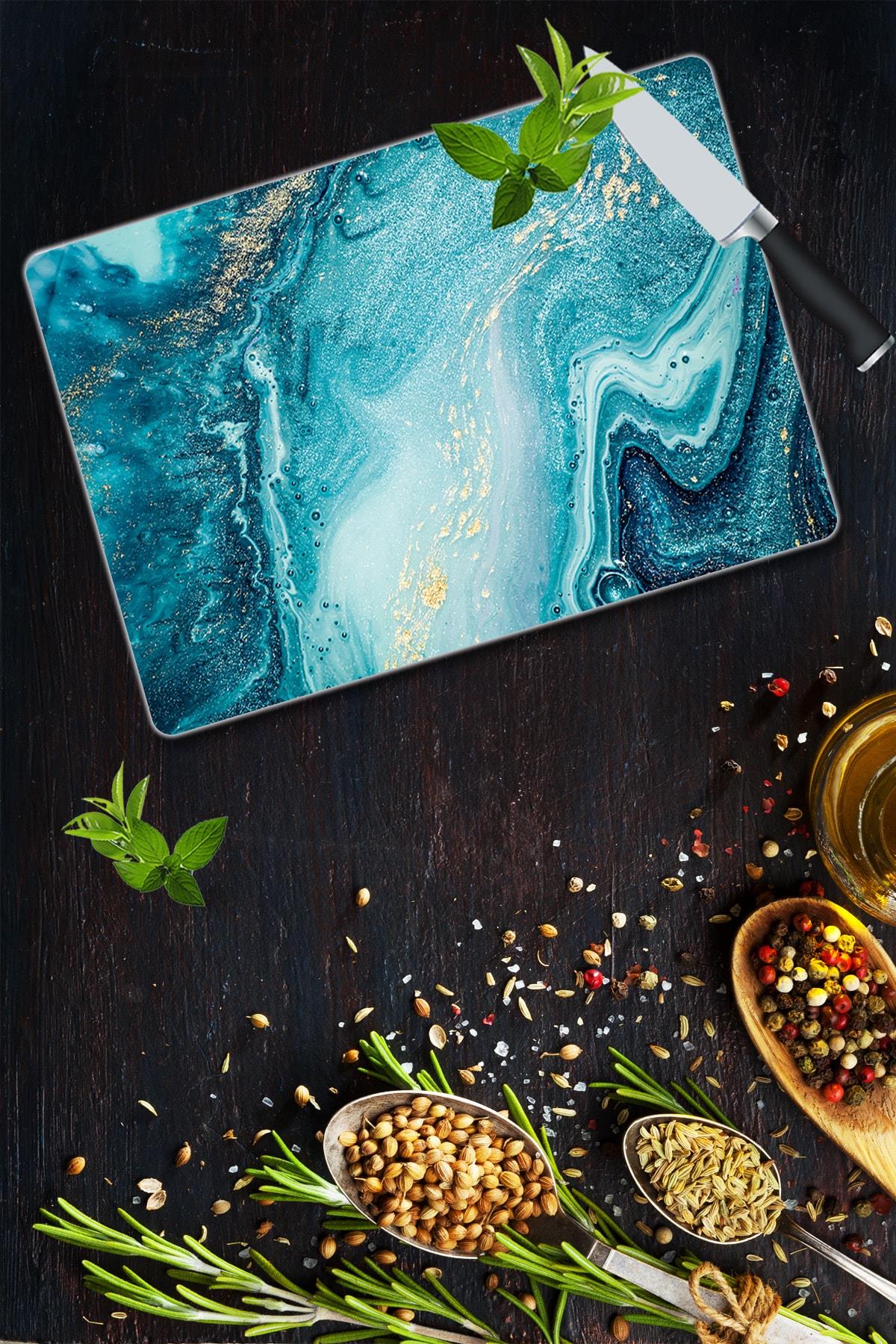 30x40 cm Cam Kesme Tahtası Okyanus - Resim 1