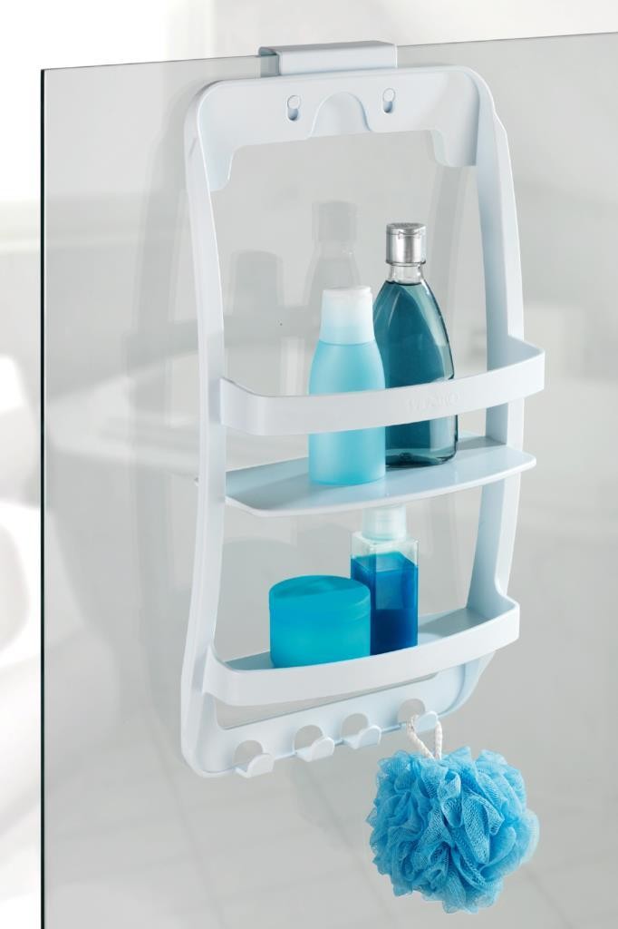 Beyaz, 3 Katlı Banyo Duş Rafı - Askılıklı Banyo Organizeri - Delmeden Montaj - Resim 1