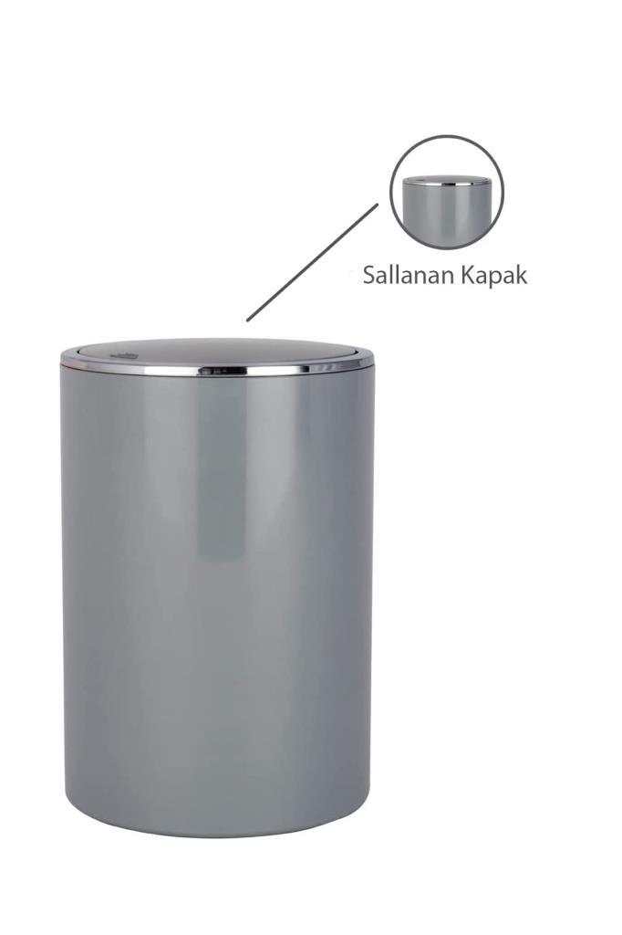 Gri, Çöp Kovası 5 Litre - İnca Model - Resim 2