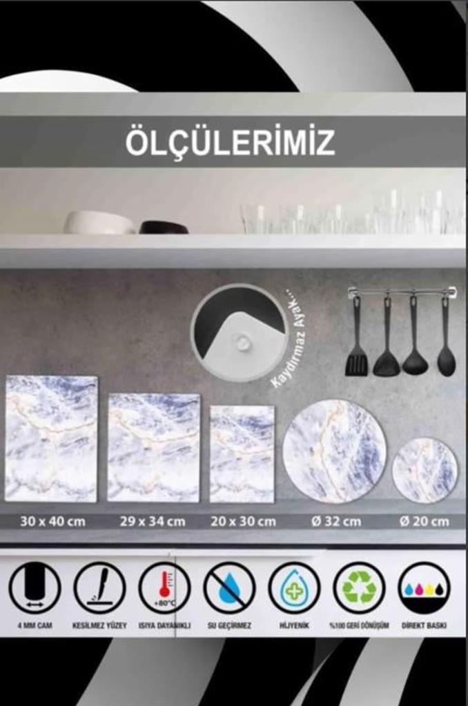 50x60cm - Cam Ocak Koruyucu - Düz Siyah Desenli - Resim 2