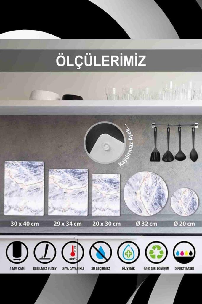 30x40cm - Koyu Ahşap - Cam Kesme Tahtası - Resim 1