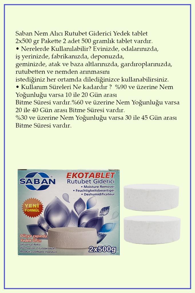 2x500 Gram - Vanilya Kokulu, Nem Alıcı Rutubet Ve Küf Önleyici Yedek Tablet - Resim 2