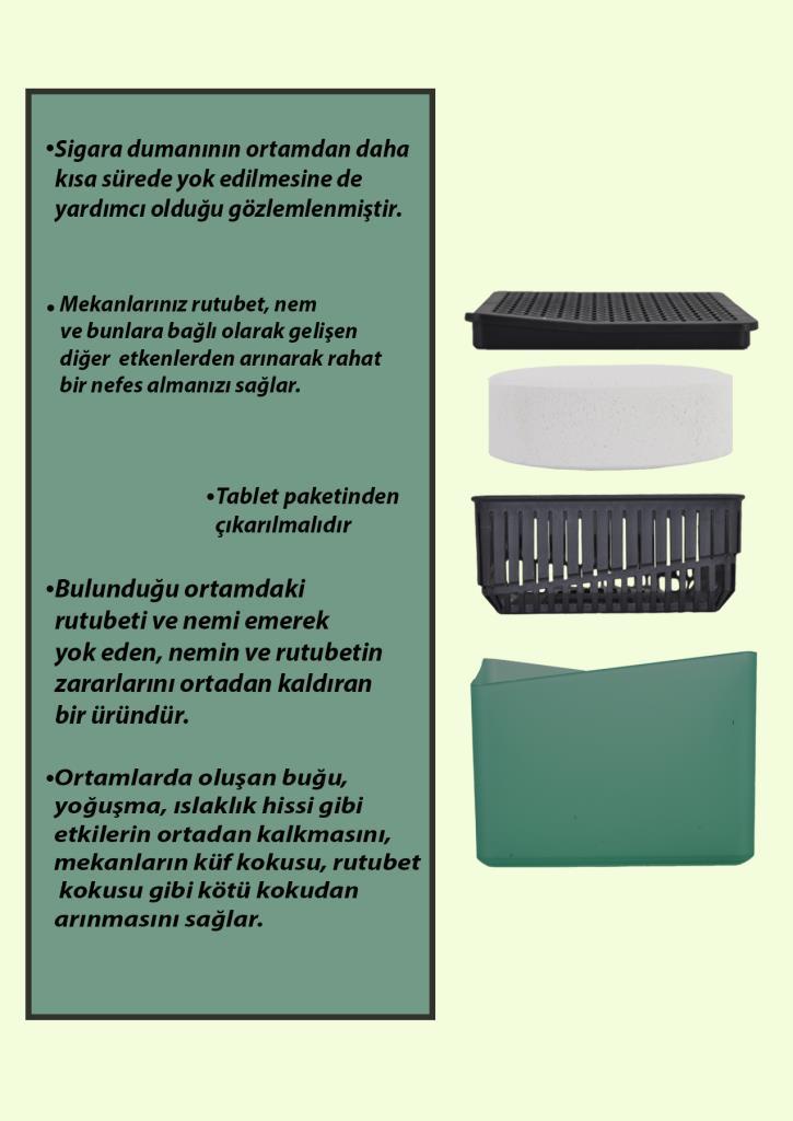 1 Kg - Yeşil Kare Aparat, Yeşil Elma - Nem Alıcı Aparat + Tablet - Rutubet Giderici - Resim 1
