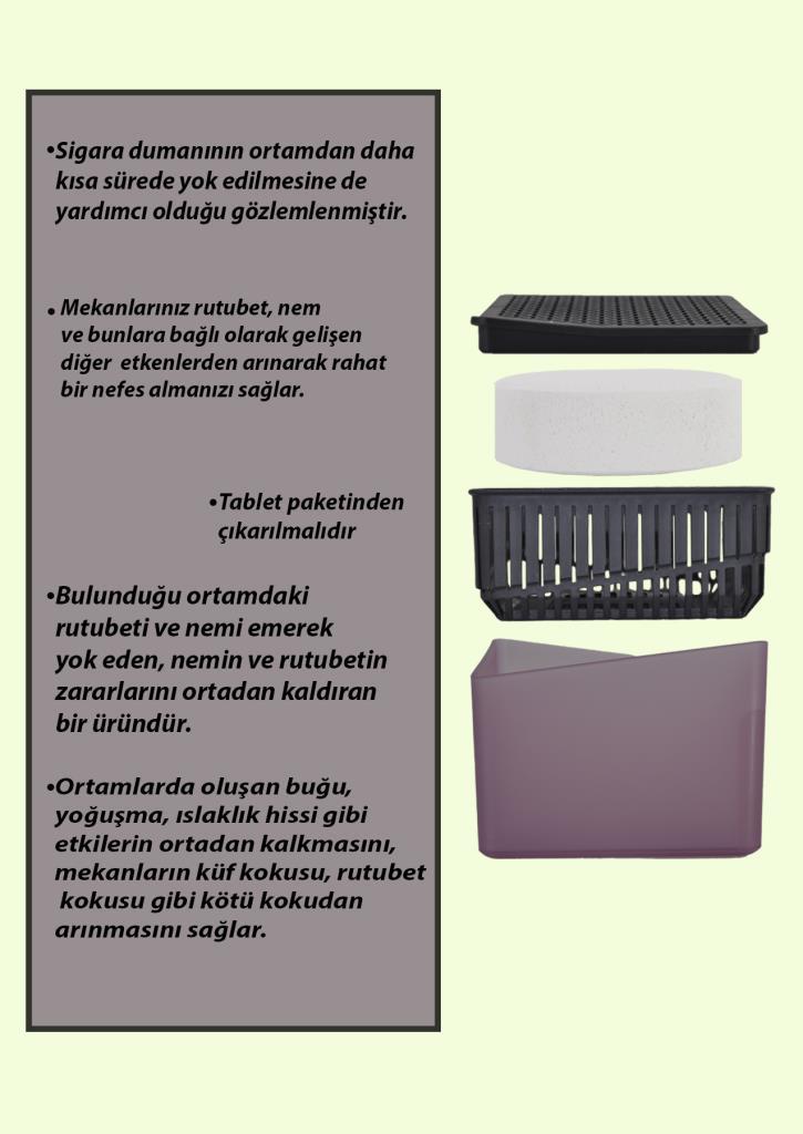 1 Kg - Mor Kare Aparat, Lavanta - Nem Alıcı Aparat + Tablet - Rutubet Giderici - Resim 1